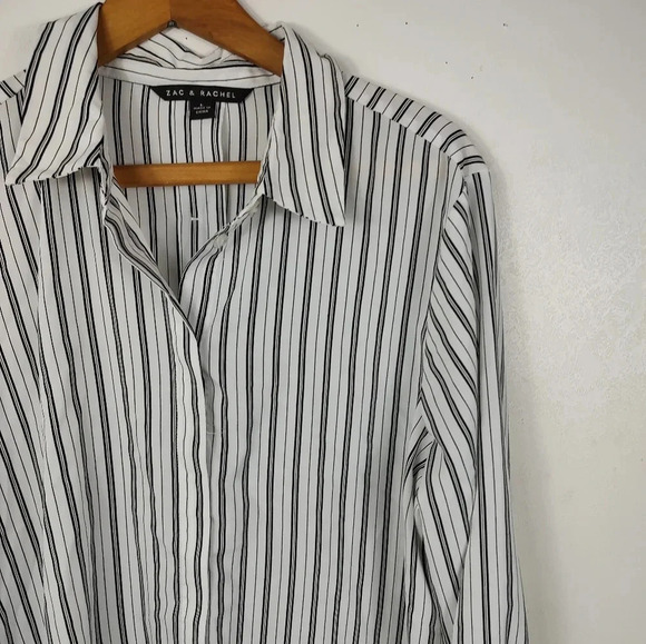 Zac & Rachel White Striped Button Down Shirt Sz L Excellent Condition - Picture 2 of 14